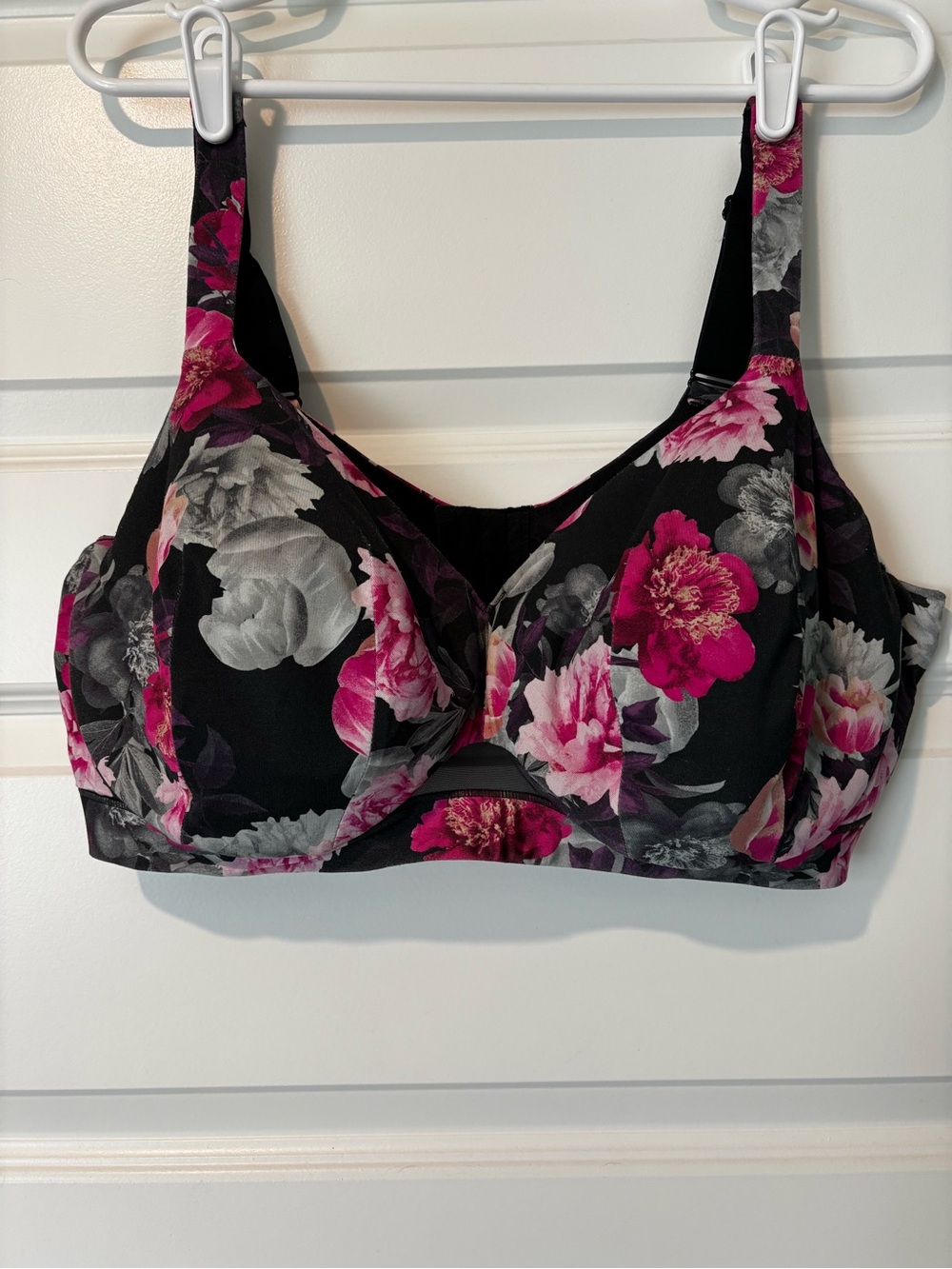 Floral Full Coverage Bra in Black and Pink